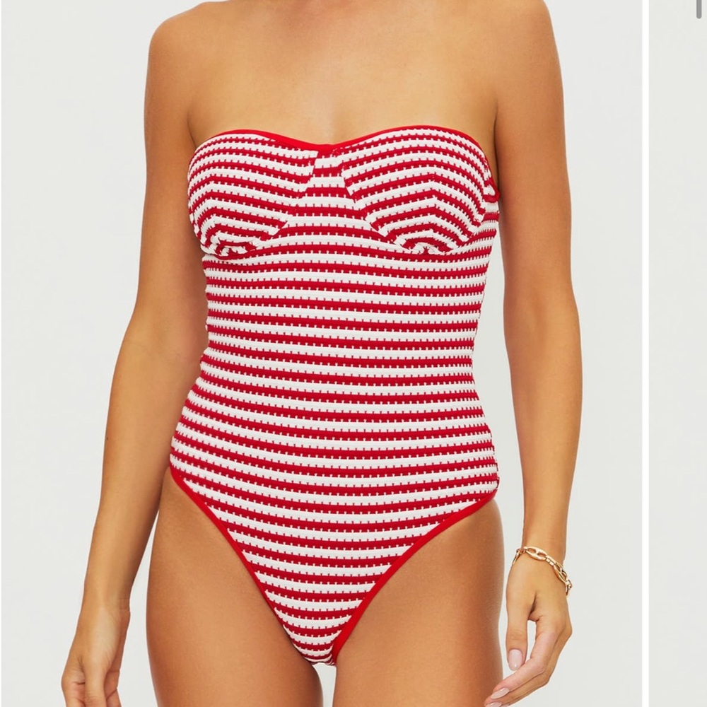 Beach Riot Hayes One-Piece Swimsuit crimson stripe